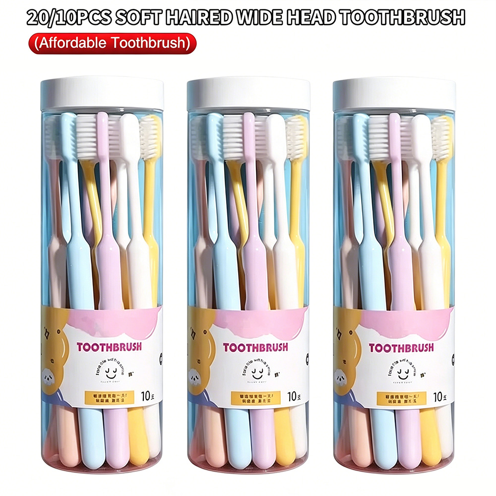 Bamboo Toothbrush - 대용량 버킷 칫솔 10/20개입, 부드러운 칫솔모