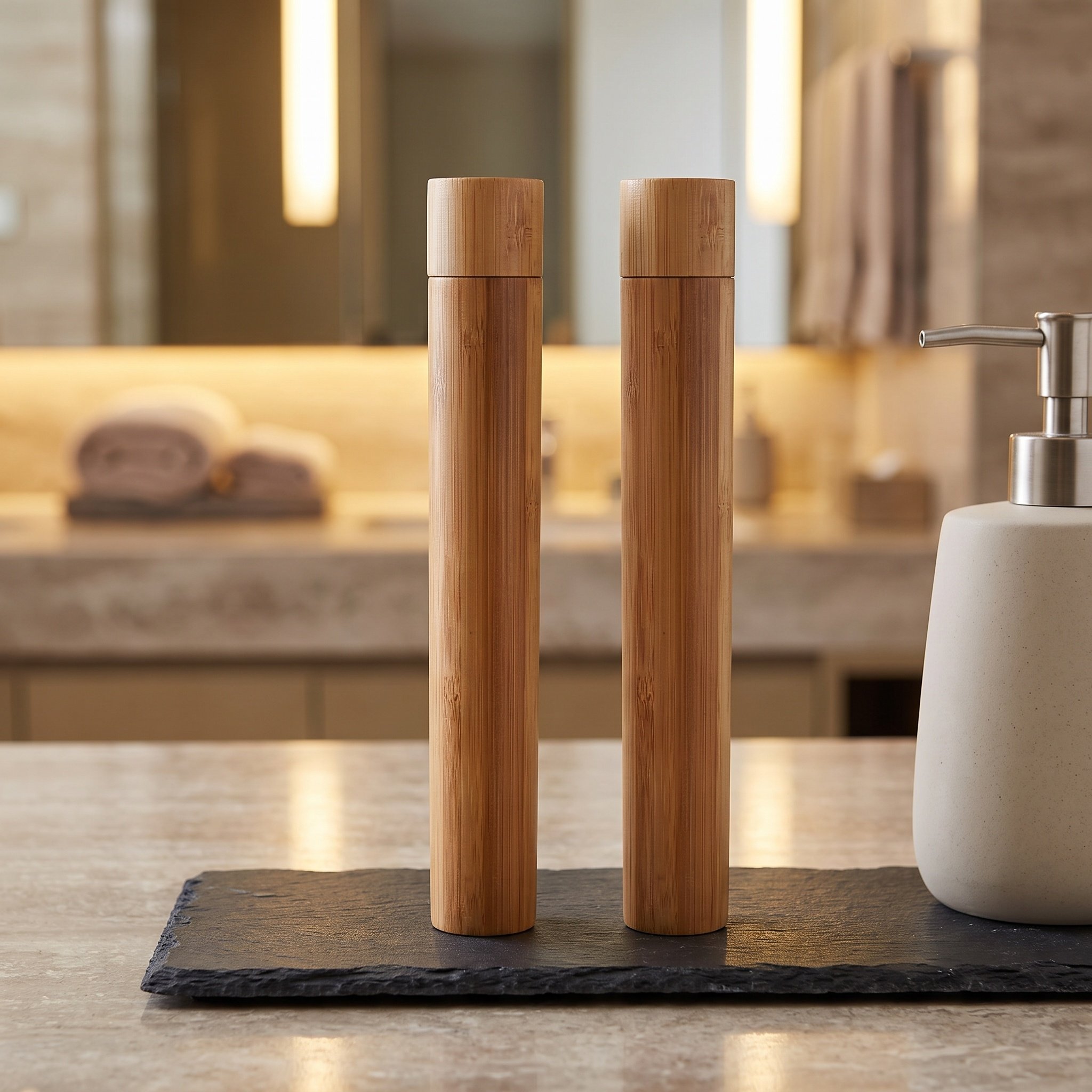 Bamboo Toothbrush - 휴대용 칫솔 카트리지 4개, 하이킹용 튜브,