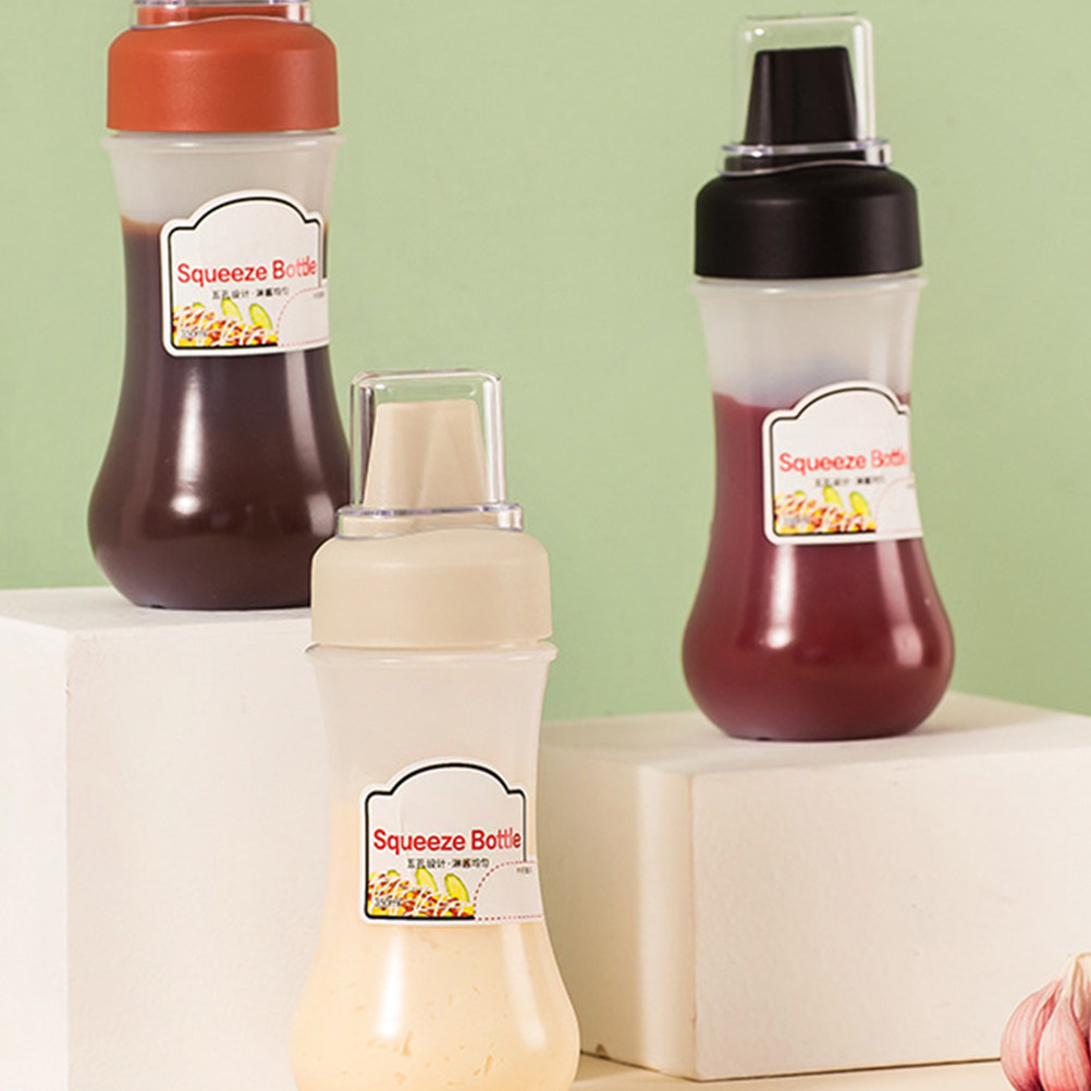 Reusable Bottle - 투명한 5구짜리 주방용 소스 디스펜서 3개
