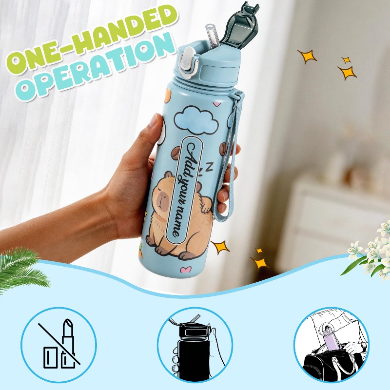 750ml 용량의 맞춤형 이름이 새겨진 귀여운 카피바라 - Reusable Straw 리뷰 및 가격